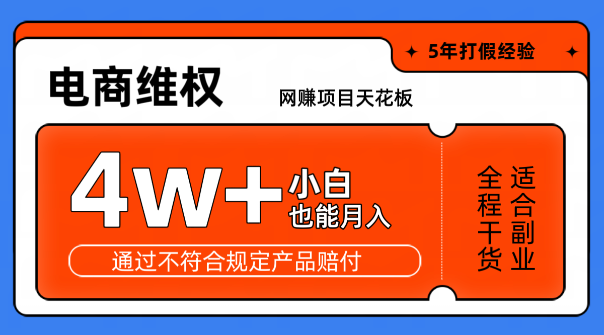 网赚项目天花板电商购物维权月收入稳定4w+独家玩法小白也能上手-南友云赚