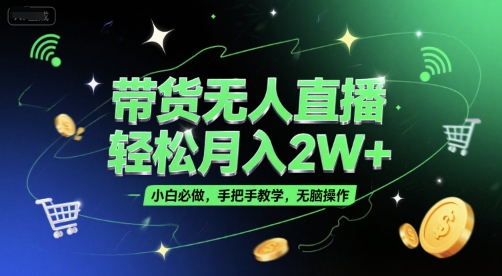 带货无人直播，轻松月入2W+，小白必做，手把手教学，无脑操作(附学习资料)-南友云赚