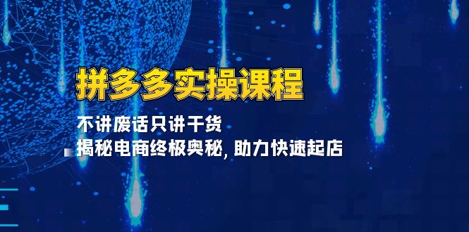拼多多实操课程：不讲废话只讲干货, 揭秘电商终极奥秘,助力快速起店-南友云赚