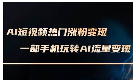 AI短视频热门涨粉变现课，AI数字人制作短视频超级变现实操课，一部手机玩转短视频变现-南友云赚