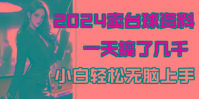 2024卖台球资料，一天搞了几千，小白轻松无脑上手-南友云赚