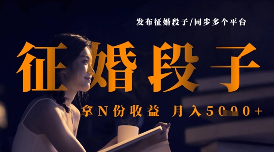 发布征婚段子，同步多个平台，拿N份收益，月入5k-南友云赚