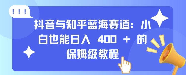 抖音与知乎蓝海赛道：小白也能日入 4张 的保姆级教程-南友云赚