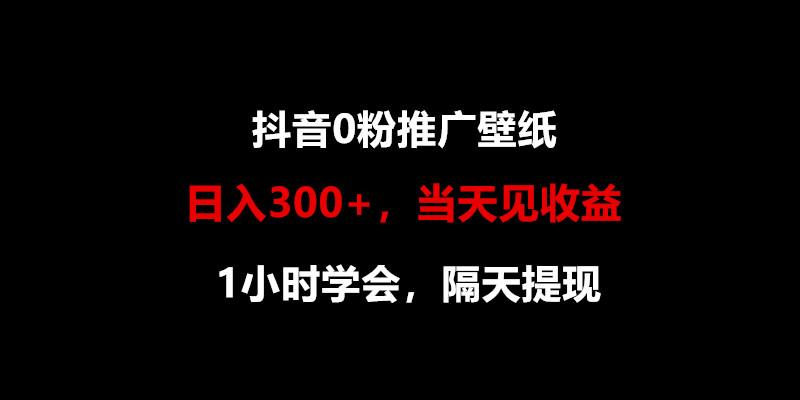 日入300+，抖音0粉推广壁纸，1小时学会，当天见收益，隔天提现-南友云赚