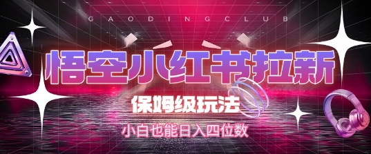悟空小红书拉新，保姆级玩法，小白也能日入四位数-南友云赚