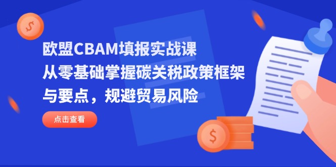 欧盟CBAM填报实战课，从零基础掌握碳关税政策框架与要点，规避贸易风险-南友云赚