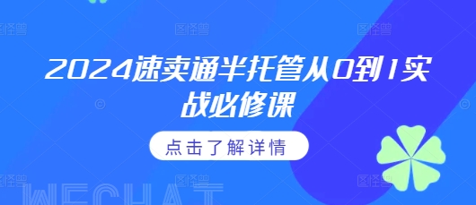 2024速卖通半托管从0到1实战必修课，掌握通投广告打法、熟悉速卖通半托管的政策细节-南友云赚