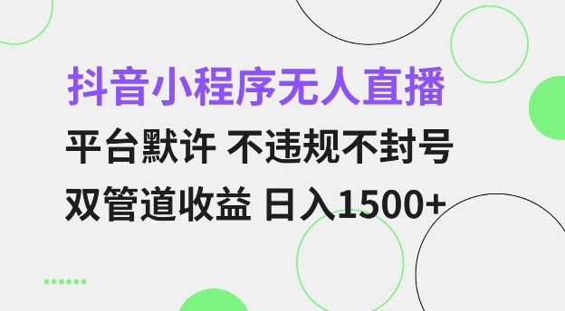 抖音小程序无人直播 平台默许 不违规不封号 双管道收益 日入多张 小白也能轻松操作【仅揭秘】-南友云赚
