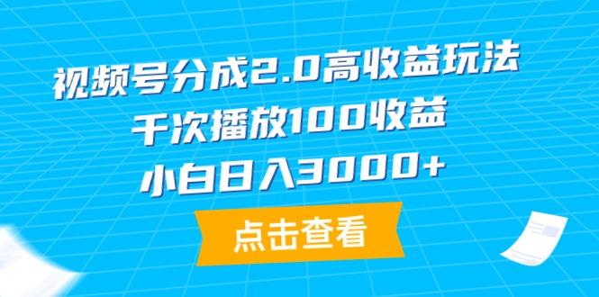 (9716期)视频号分成2.0高收益玩法，千次播放100收益，小白日入3000+-南友云赚