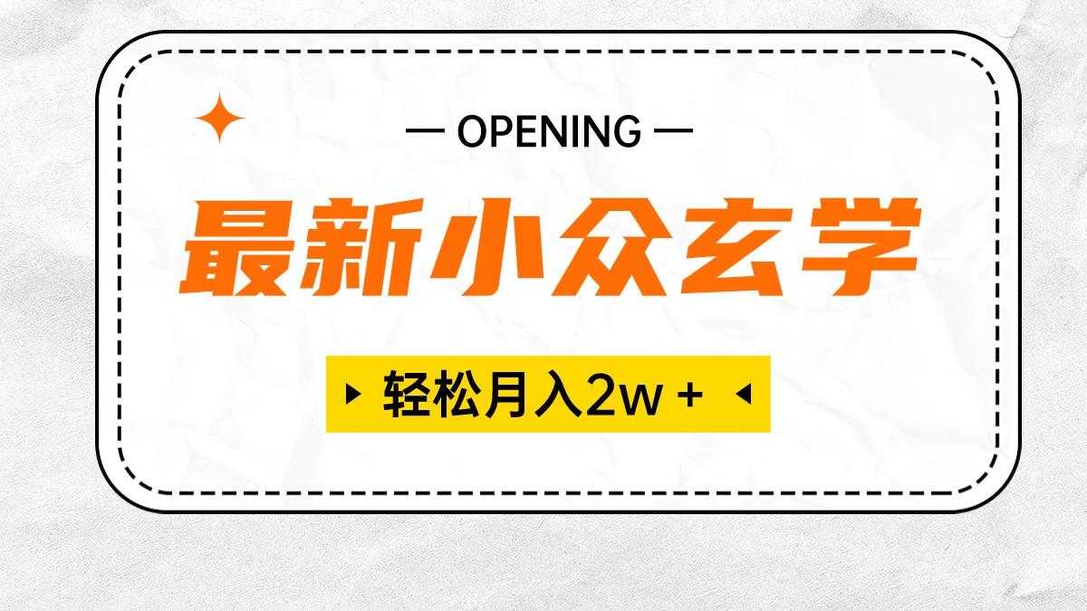最新小众玄学项目，保底月入2W＋ 无门槛高利润，小白也能轻松掌握-南友云赚