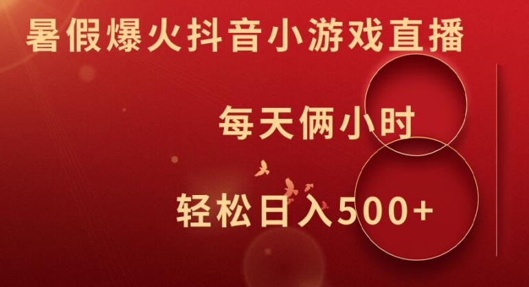 暑假爆火抖音小游戏直播，每天俩小时，轻松日入500+【揭秘】-南友云赚