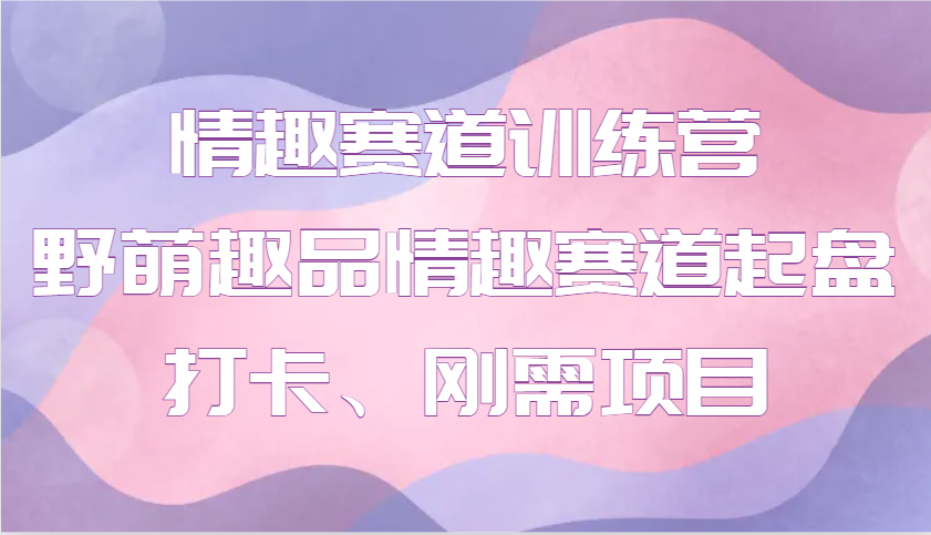 情趣赛道训练营 野萌趣品情趣赛道起盘打卡、刚需项目-南友云赚