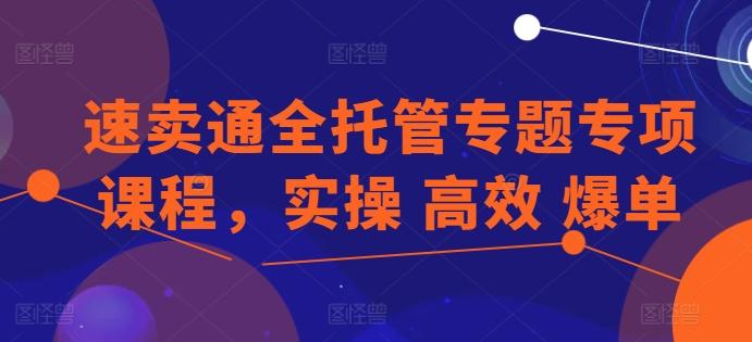 速卖通全托管专题专项课程，实操 高效 爆单-南友云赚