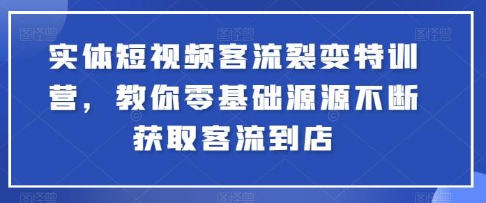 实体短视频客流裂变特训营，教你零基础源源不断获取客流到店-南友云赚