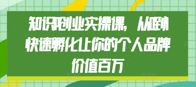 知识IP创业实操课，从0到1快速孵化让你的个人品牌价值百万-南友云赚