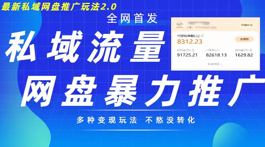 最新暴力私域网盘拉新玩法2.0，多种变现模式，并打造私域回流，轻松日入500+【揭秘】-南友云赚