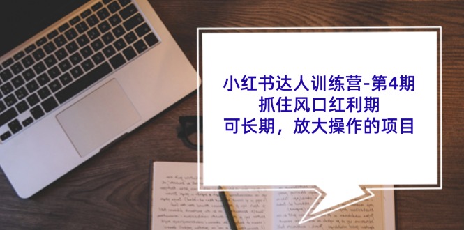小红书达人训练营第4期：抓住风口红利期，可长期，放大操作的项目-南友云赚