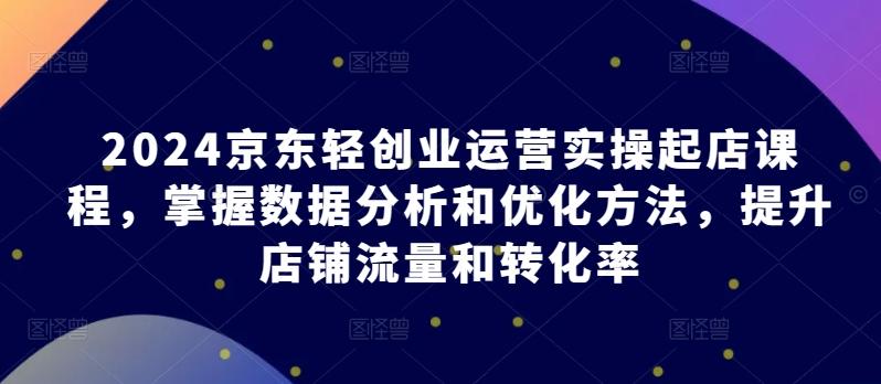 2024京东轻创业运营实操起店课程，掌握数据分析和优化方法，提升店铺流量和转化率-南友云赚