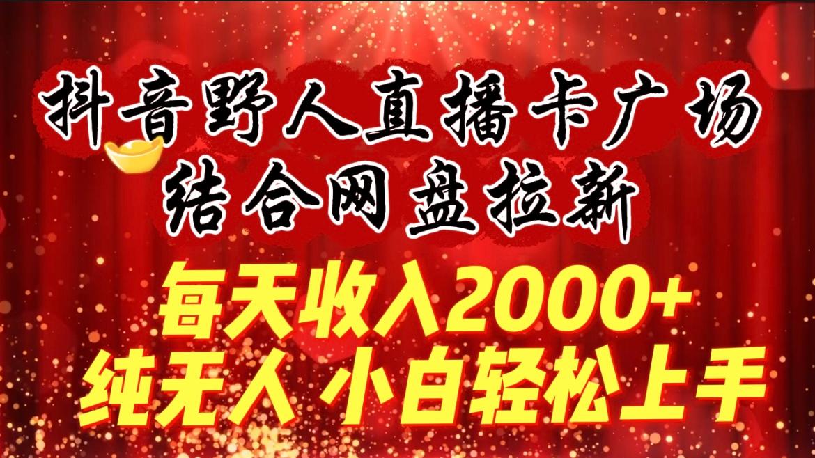 (9504期)每天收入2000+，抖音野人直播卡广场，结合网盘拉新，纯无人，小白轻松上手-南友云赚