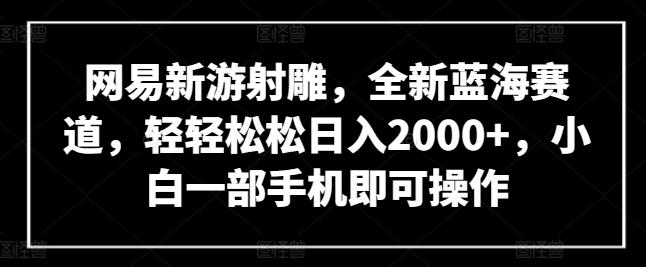 网易新游射雕，全新蓝海赛道，轻轻松松日入2000+，小白一部手机即可操作【揭秘】-南友云赚