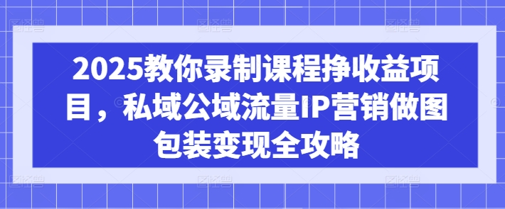 2025教你录制课程挣收益项目，私域公域流量IP营销做图包装变现全攻略-南友云赚