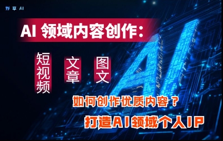 AI领域内容创作：高效创作短视频、文章、图文三大板块内容，打造AI领域个人IP-南友云赚