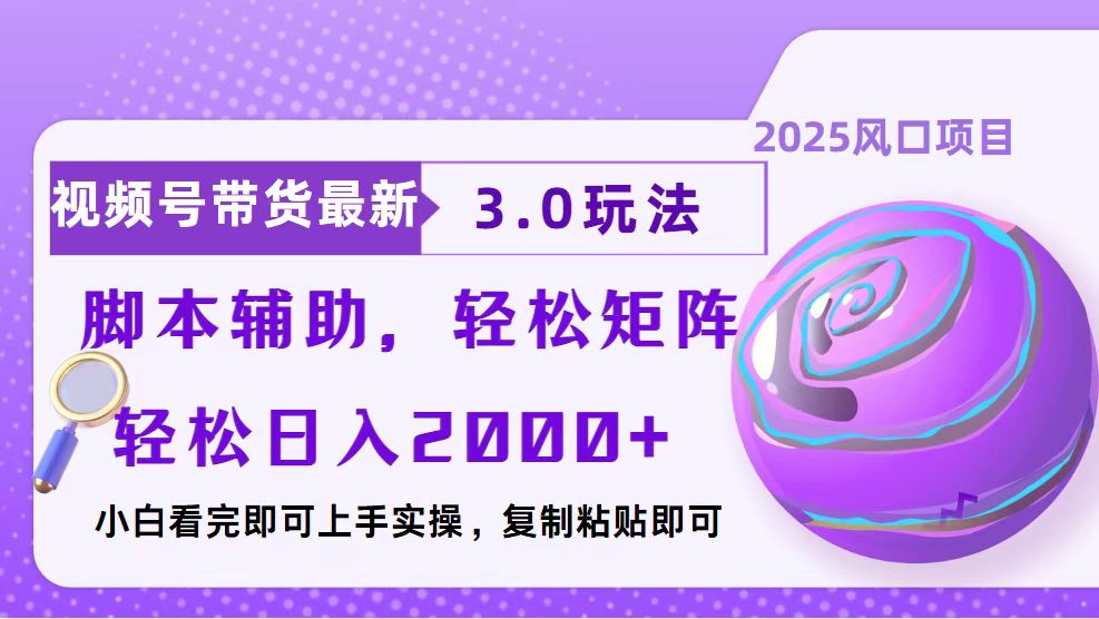视频号带货最新3.0玩法，作品制作简单，当天起号，复制粘贴，脚本辅助…-南友云赚