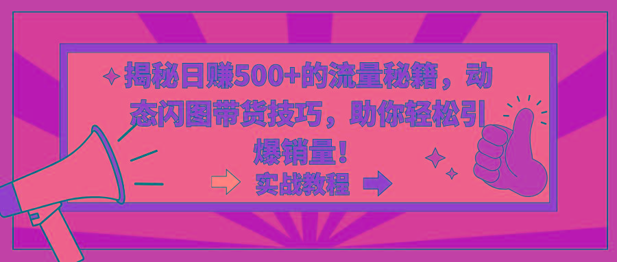 揭秘日赚500+的流量秘籍，动态闪图带货技巧，助你轻松引爆销量！-南友云赚